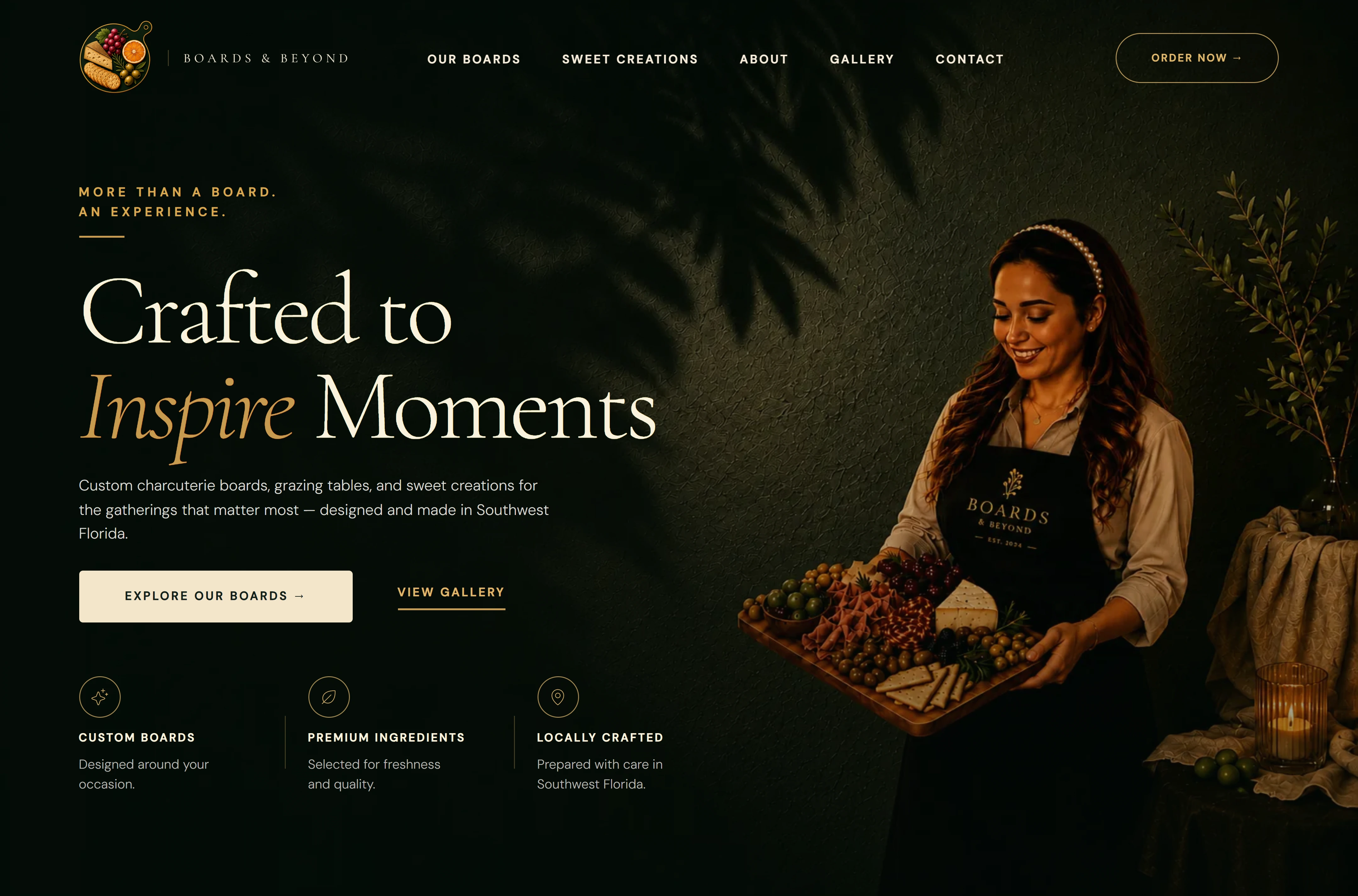 Boards and Beyond premium charcuterie brand identity and website design by NEUTRON